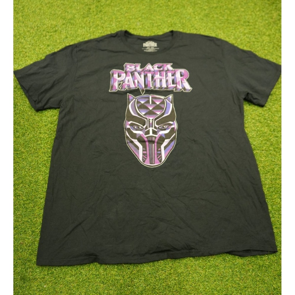 Marvel Studio Black Panther T-Shirt Mens‎ 2XL Black Graphic Crew Neck Pullover